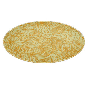 Summer floral pattern in warm colours cutting board