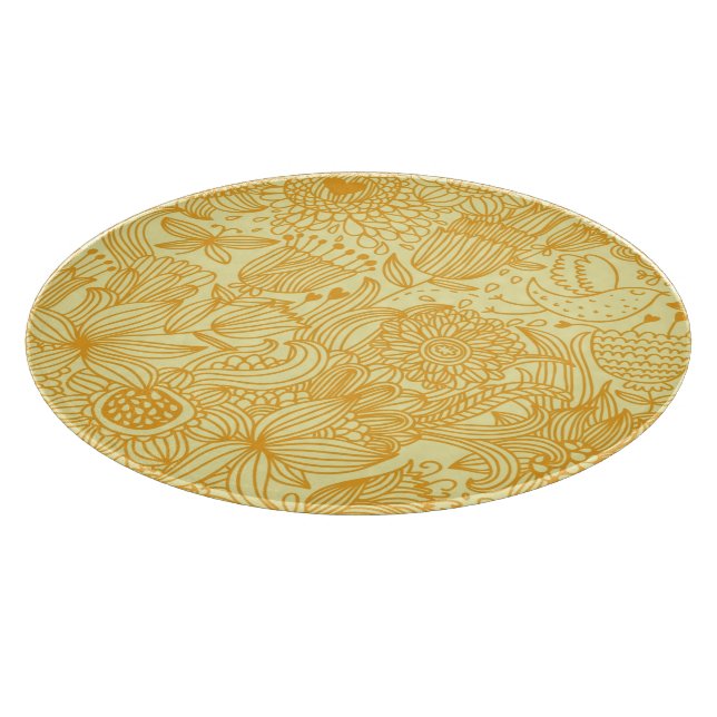 Summer floral pattern in warm colours cutting board (Corner)