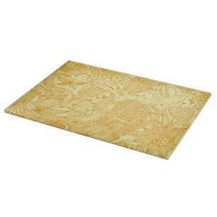 Summer floral pattern in warm colours cutting board