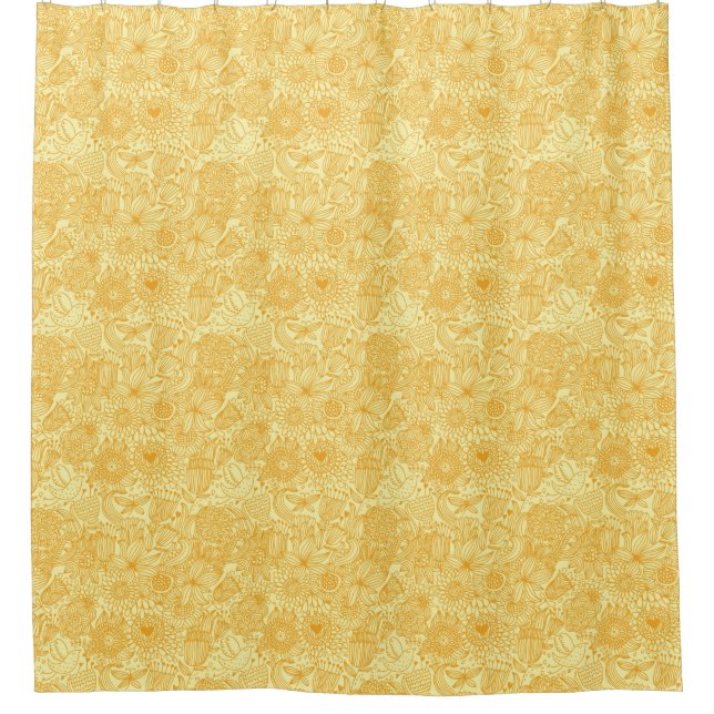 Summer floral pattern in warm colours shower curtain (Front)