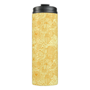 Summer floral pattern in warm colours thermal tumbler