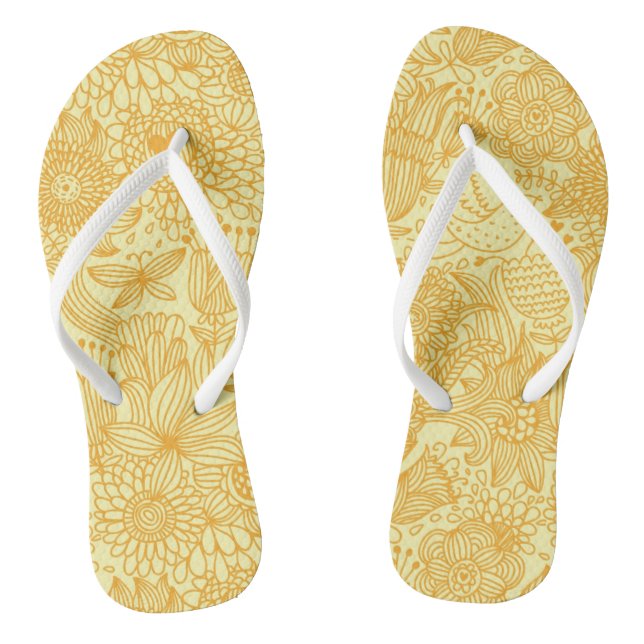 Summer floral pattern in warm colours thongs (Footbed)