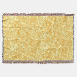 Summer floral pattern in warm colours throw blanket