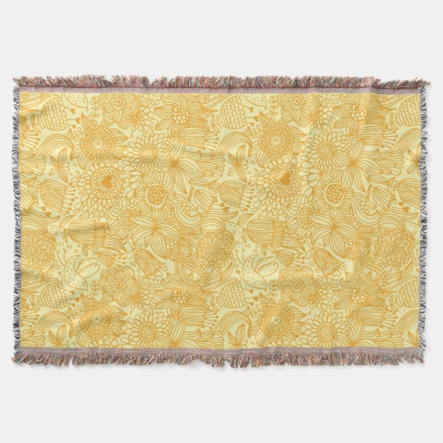 Summer floral pattern in warm colours throw blanket (Front)