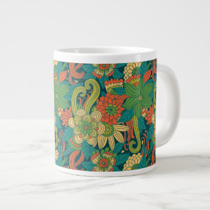 Summer floral pattern large coffee mug