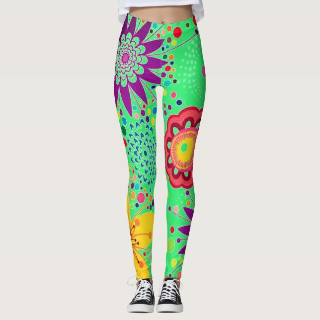 Summer Floral Pattern Leggings (Front)