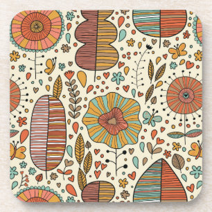 Summer floral pattern made of leaves coaster