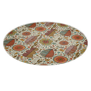 Summer floral pattern made of leaves cutting board