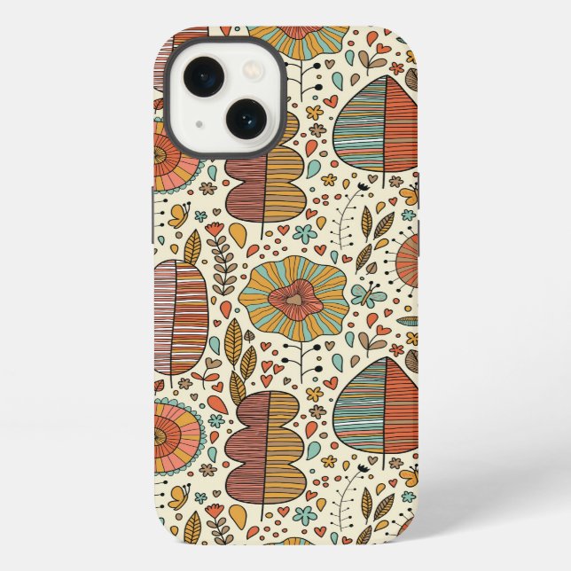 Summer floral pattern made of leaves iPhone case (Back)