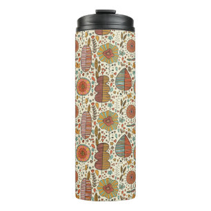 Summer floral pattern made of leaves thermal tumbler