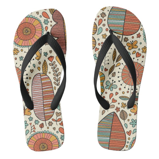 Summer floral pattern made of leaves thongs (Footbed)