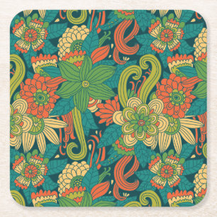 Summer floral pattern square paper coaster