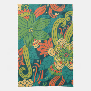 Summer floral pattern tea towel