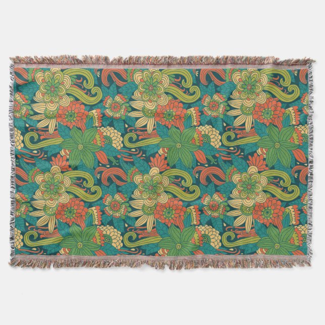 Summer floral pattern throw blanket (Front)