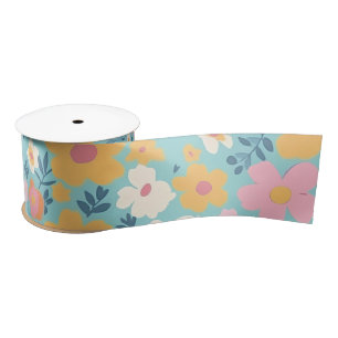 Summer Floral Print Satin Ribbon