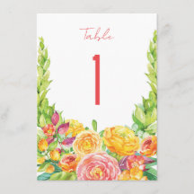 Summer Floral Table Numbers