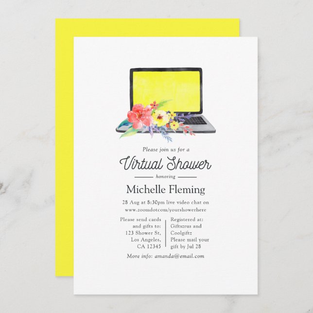 Summer Floral Virtual Baby Shower Invitation (Front/Back)