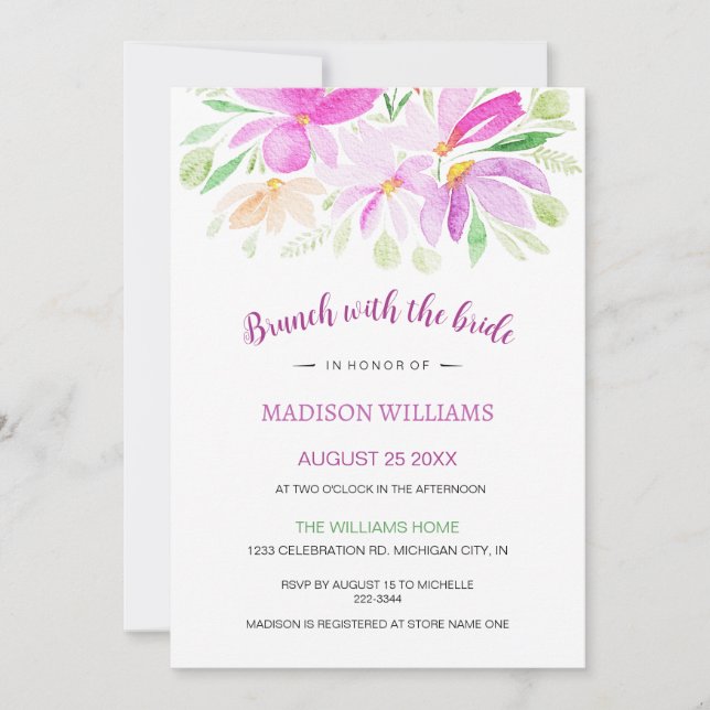 Summer Floral Watercolor Art Invitation (Front)