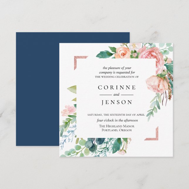 Summer Floral Wedding Invitation (Front/Back)