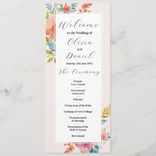 Summer Floral Wedding Menu Ceremony Details