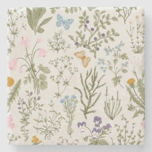 Summer Floral Wildflowers Stone Coaster