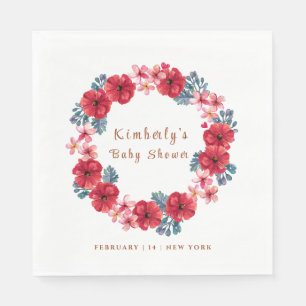 Summer Floral Wreath Baby Shower  Napkin