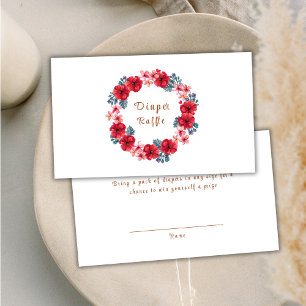 Summer Floral Wreath Diaper Raffle Baby Shower Enclosure Card