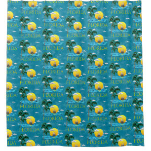 Summer Florida Sailboat Sunset Beach Coastal Shower Curtain