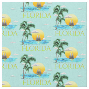 Summer Florida Sailboat Sunset Coastal Beach Fabric