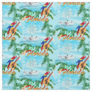 Summer Florida Seaplane Tropical Beach Coastal Fabric