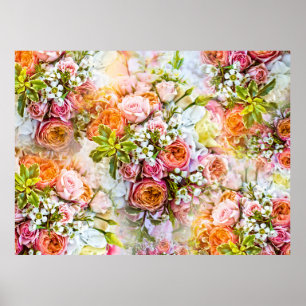 Summer flower background, bouquets of flowers poster