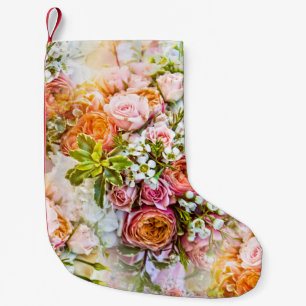 Summer flower background, bouquets of flowers small christmas stocking