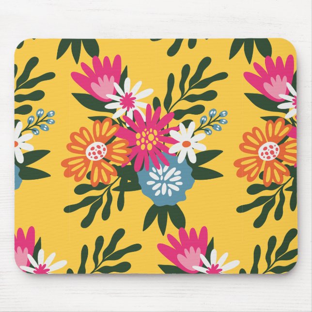 Summer Flower Bouquet on Gold Mouse Pad (Front)