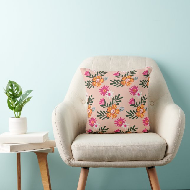 Summer Flower Bouquet On Pink Cushion (Chair)