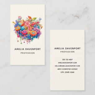 Summer Flower Bouquet Whimsical Boho Business Card