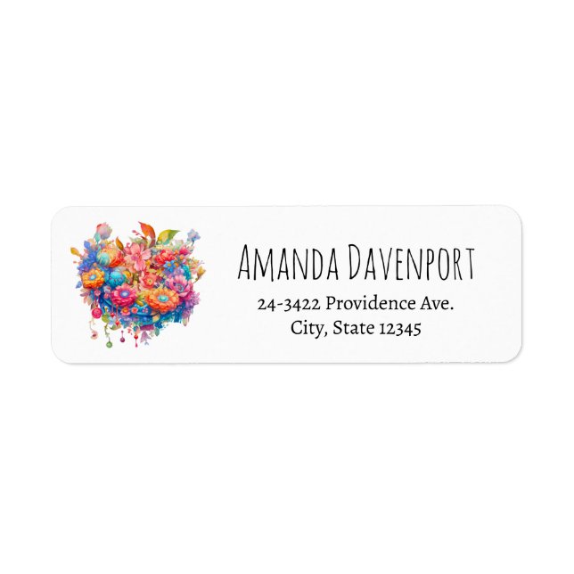 Summer Flower Bouquet Whimsical Boho Return Address Label (Front)