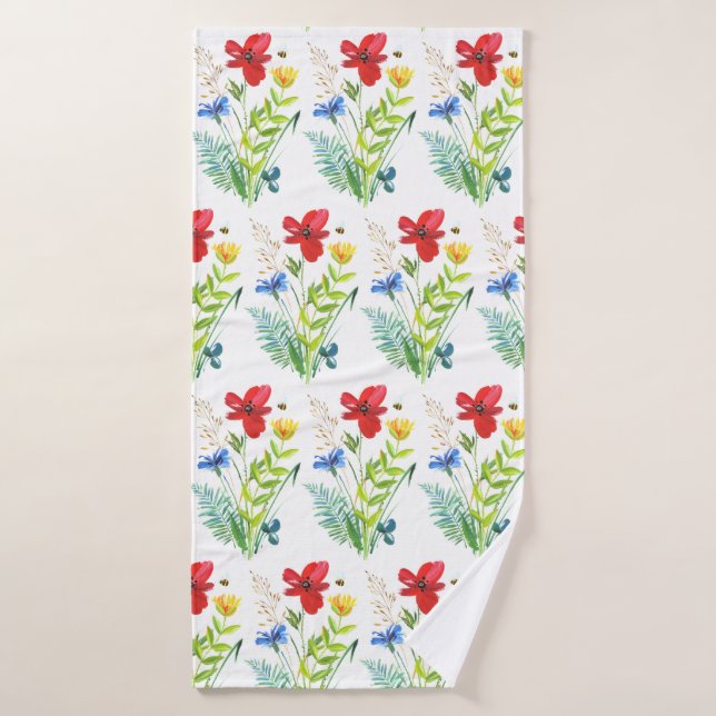 Summer Flower Garden Bathroom Towel  (Bath Towel)