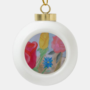 Summer Flower Garden Ceramic Ball Christmas Ornament