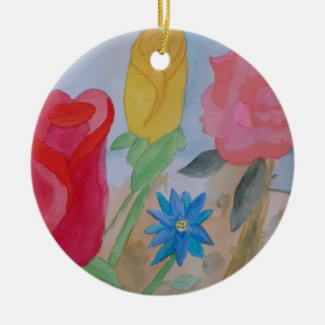 Summer Flower Garden  Ceramic Ornament (Front)