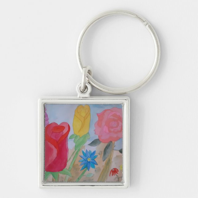 Summer Flower Garden  Key Ring (Front)