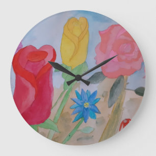 Summer Flower Garden Large Clock