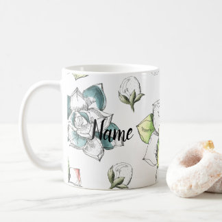 Summer Flower Hand drawn pattern Ceramic Novelty Coffee Mug