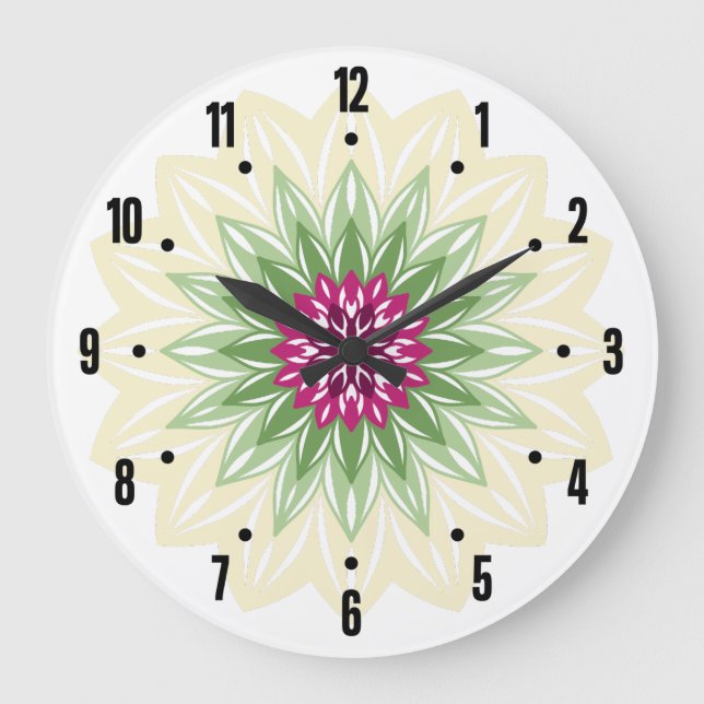 Summer Flower Mandala Large Clock (Front)
