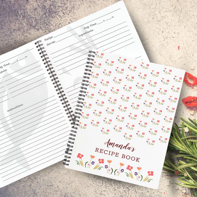 Summer Flower Pattern Floral Recipe  Notebook (Creator Uploaded)