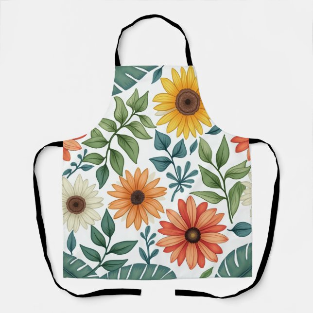 summer flower-printed apron (Front)