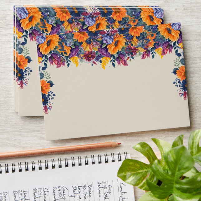 Summer Flower Wedding Envelope (Stacked)