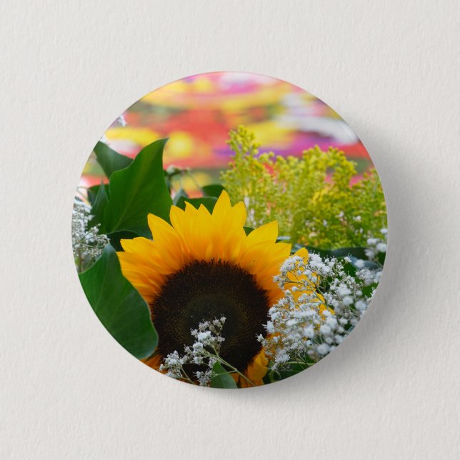 Summer flowers 6 cm round badge (Front)