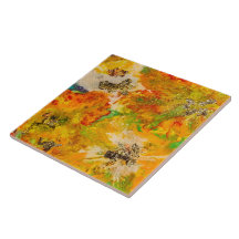 Summer Flowers abstract Orange Gold Yellow 