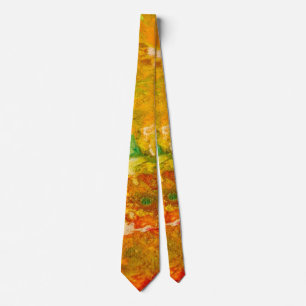 Summer Flowers abstract Orange Gold Yellow   Tie
