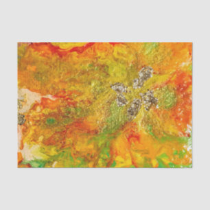 Summer Flowers abstract Orange Gold Yellow Tissue Paper